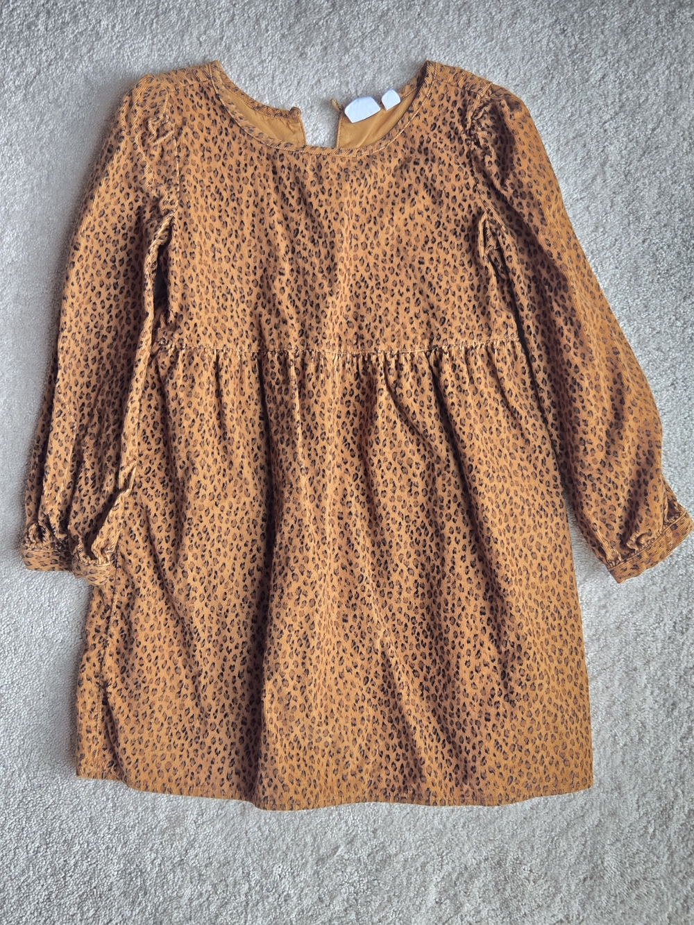 GAP Girls Cordoroy Leopard Animal Print Long Sleeve Dress